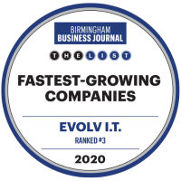 Evolv IT 2020 Fastest-Growing Companies Birmingham Business Journal Award 